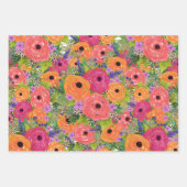 Bloemen, spelden en geometrische | Warm Colours Inpakpapier Vel (Voorkant)