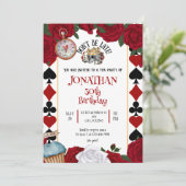 Bloemen Spelen Kaart Verjaardagsuitnodiging (Staand voorkant)