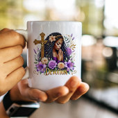 Bloemen Spiritueel Afro-Amerikaanse biddende vrouw Koffiemok