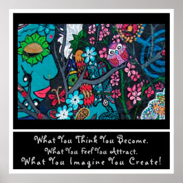 Bloemen Spirituele symbolen Verkleurde Zen-bevesti Poster