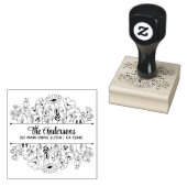 Bloemen Split Monogram Thema Rubberstempel (Gestempeld)