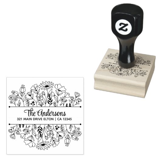 Bloemen Split Monogram Thema Rubberstempel (Gestempeld)