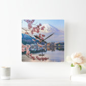 Bloemen | Spring Cherry Blossom Japan Vierkante Klok (Huis)