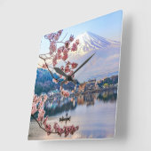 Bloemen | Spring Cherry Blossom Japan Vierkante Klok (Hoek)