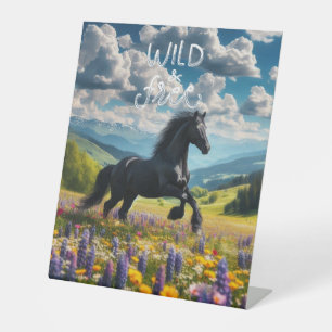 Bloemen/springpaard/hengst Reclamebord Met Voetstuk