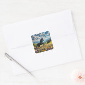 Bloemen/springpaard/hengst Vierkante Sticker (Envelop)
