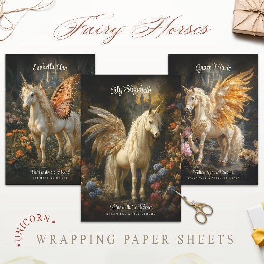 Bloemen Sprookjesbos Eenhoorn Magisch Inpakpapier Vel