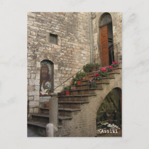 Bloemen Stairway Assisi Italië Feestdagenkaart