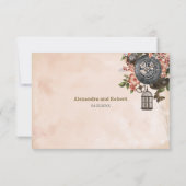 Bloemen Steampunk bruiloft RSVP (Achterkant)