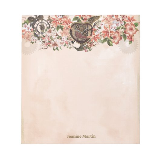 Bloemen Steampunk bruiloft speciale gelegenheid Notitieblok (Voorkant)