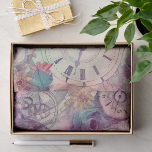  Bloemen Steampunk Tissuepapier (Geschenk)