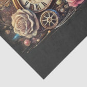 Bloemen Steampunk Witte Kat Decoupage Tissuepapier (Detail)