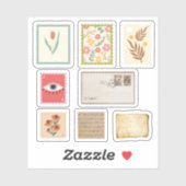 Bloemen stempels plakboek oude letter sticker (Vel)