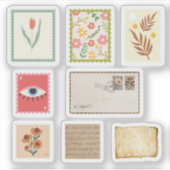 Bloemen stempels plakboek oude letter sticker (Voorkant)
