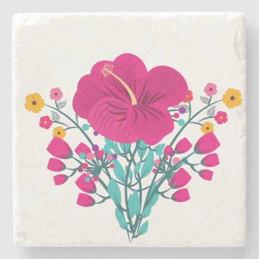 Bloemen Stenen Onderzetter (Voorkant)