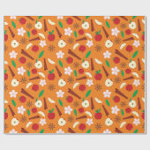 Bloemen, steranijs, kaneel Herfst naadloos Cadeaupapier (Vlak)