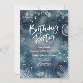 Bloemen sterren nachtelijke hemel Party Uitnodigin Kaart (Voorkant)