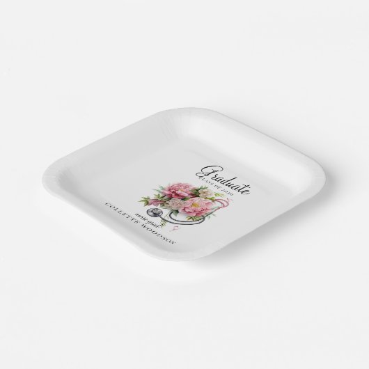 Bloemen Stethoscoop Verpleegkundige Afstudeerder K Papieren Bordje (Gebogen)