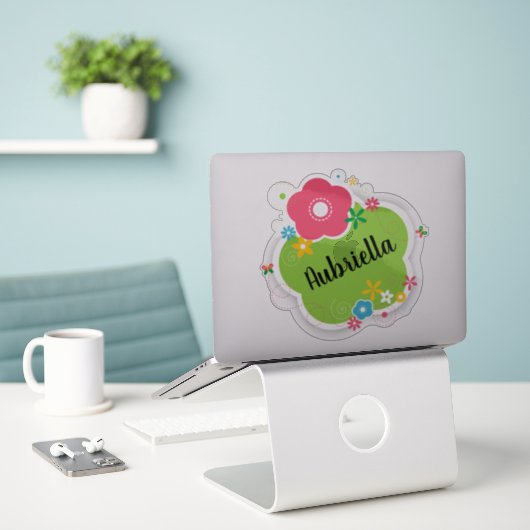 Bloemen Sticker (Laptop op bureau)