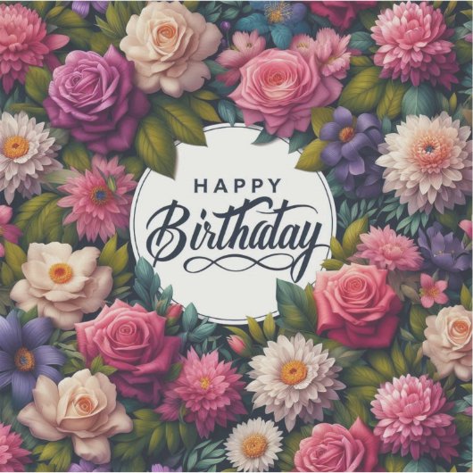 Bloemen sticker : Happy birthday (Voorkant)