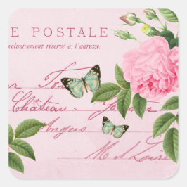 Bloemen  sticker w / roze roos