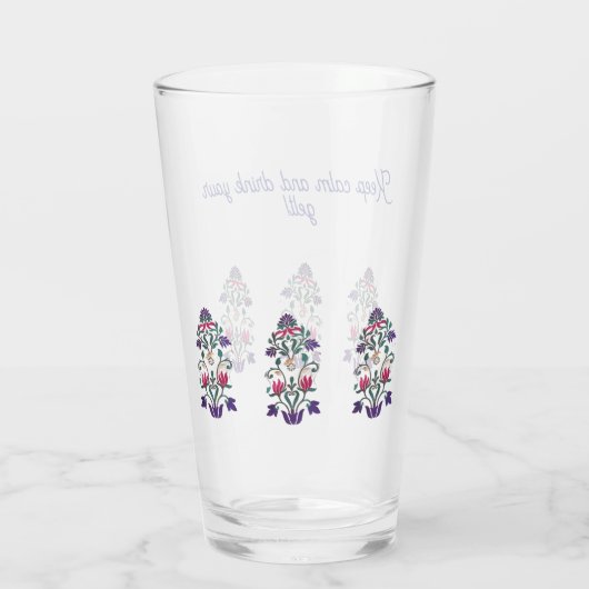 Bloemen stijl Chanoeka glas met offerte (Achterkant)