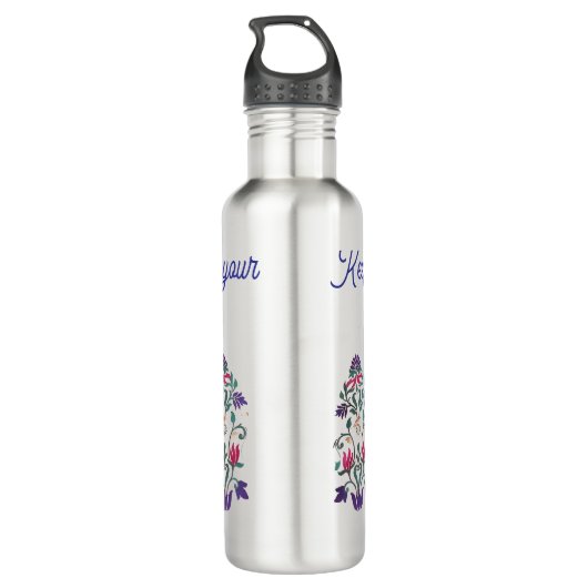 Bloemen  stijl Hanukkah tumbler met quote Waterfles (Achterkant)