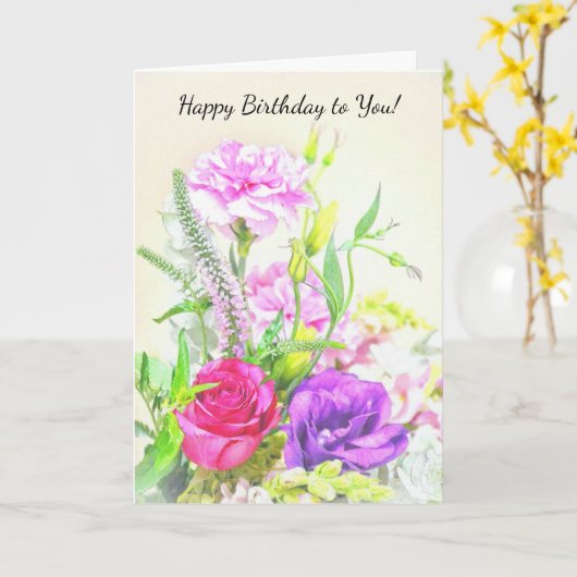  Bloemen  Stijl Verjaardag Kaart (Gele Bloem)