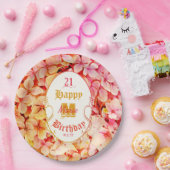 Bloemen Stijlvol Elegant Modern 21st Verjaardagsfe Papieren Bordje (Feest)