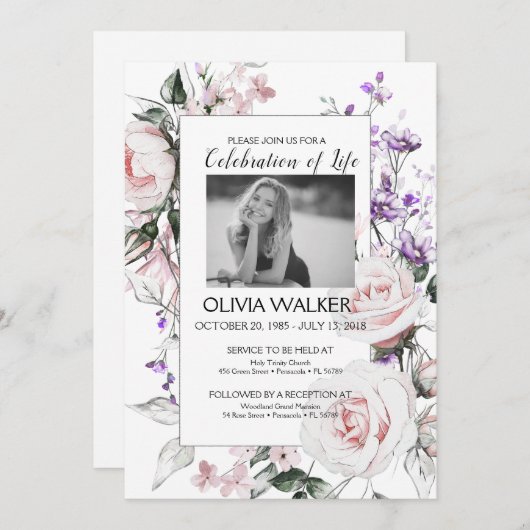 Bloemen Stijlvol Vieren van het leven Kaart (Voorkant / Achterkant)