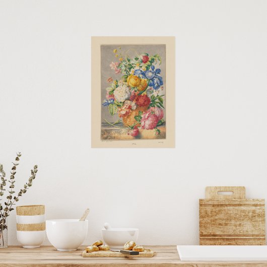 Bloemen Stilleven met  rand Poster (Keuken)