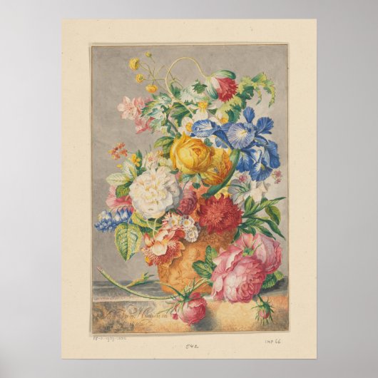 Bloemen Stilleven met  rand Poster (Voorkant)