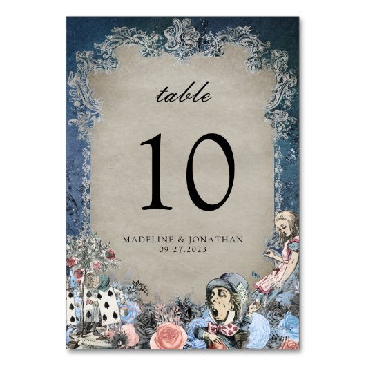 Bloemen Stoffig Blauw Alice in Worderland Kaart (Voorkant)