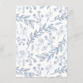  Bloemen Stoffig Blauw Bruiloft Informatiekaartje (Achterkant)