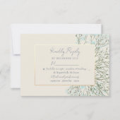 Bloemen Stoffig Blauw Bruiloft RSVP Kaart (Voorkant)