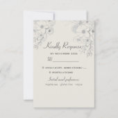 Bloemen Stoffig Blauw Bruiloft RSVP Kaartje (Voorkant)