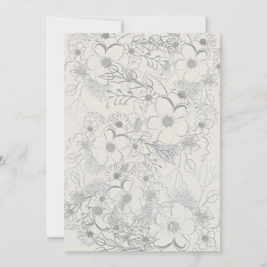  Bloemen Stoffig Blauw bruiloft Uitnodigen Kaart (Achterkant)