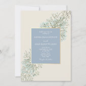 Bloemen Stoffig Blauw Huwelijksuitnodiging Kaart (Voorkant)