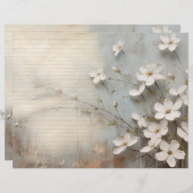  Bloemen Stoffig Blauw Junk Journal Papier Blad