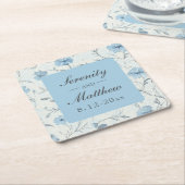 Bloemen Stoffig Blauw Land Tuin Rustieke Huwelijk Kartonnen Onderzetters (Schuin)