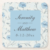 Bloemen Stoffig Blauw Land Tuin Rustieke Huwelijk Kartonnen Onderzetters (Voorkant)