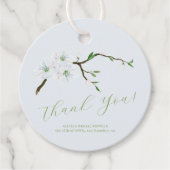 Bloemen stoffig blauw vrijgezellenfeest dank u gun bedankjes labels (Voorkant)