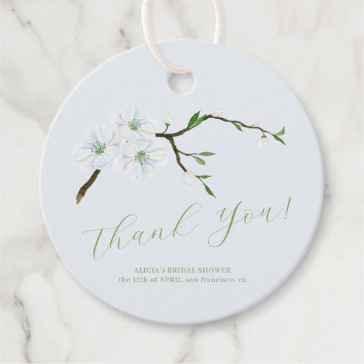 Bloemen stoffig blauw vrijgezellenfeest dank u gun bedankjes labels (Voorkant)