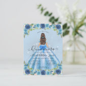 Bloemen Stoffig Blauw Zilver Glam Prinses Quincean Briefkaart (Staand voorkant)