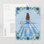 Bloemen Stoffig Blauw Zilver Glam Prinses Quincean Briefkaart (Voorkant / Achterkant)
