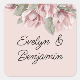 Bloemen Stoffig Roos Blush Vierkante Sticker