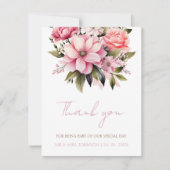 Bloemen Stoffig Roze Wildflower Zomer Tuin Bruilof Bedankkaart (Voorkant)