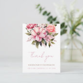 Bloemen Stoffig Roze Wildflower Zomer Tuin Bruilof Bedankkaart (Staand voorkant)