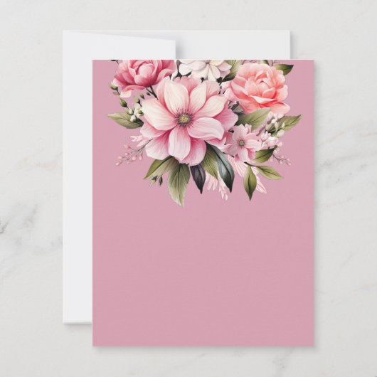 Bloemen Stoffig Roze Wildflower Zomer Tuin Bruilof Bedankkaart (Achterkant)