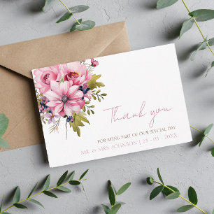 Bloemen Stoffig Roze Wildflower Zomer Tuin Bruilof Bedankkaart